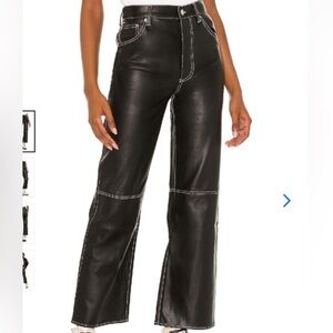 We The Free People The It Factor Vegan Leather Pants 6 Black Mystic Contrast K2